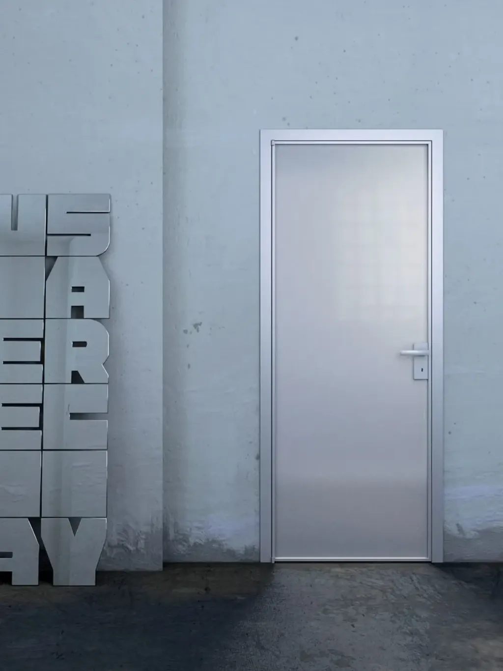 Porta interna a battente con telaio in alluminio verniciato