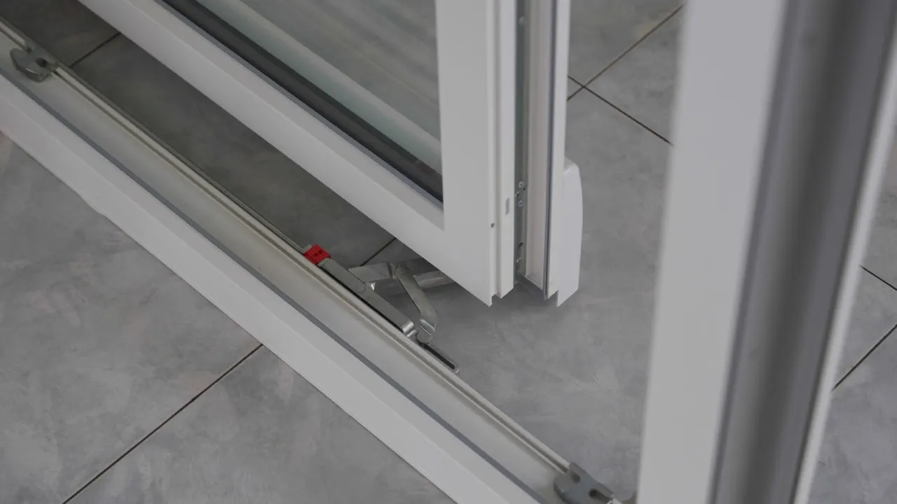 Binario a pavimento di uno scorrevole traslante in PVC